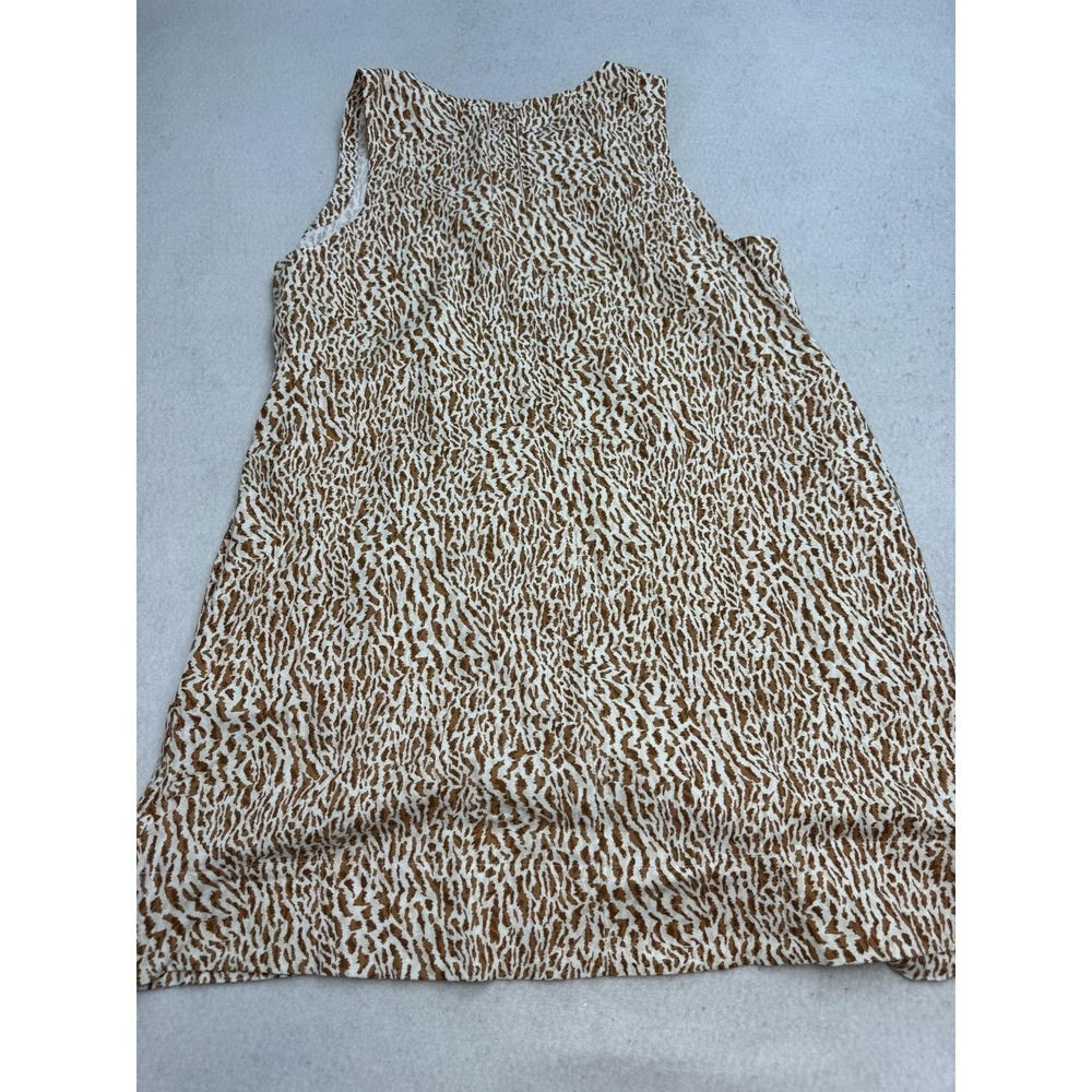 Old Navy Dress Women's XL Brown Animal Print Linen Tank Shift Knee Length Summer - Picture 4 of 10